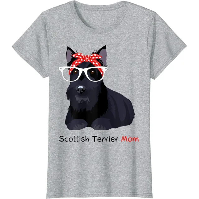 Scottish Terrier Mom Bandana Womens Scottie Dog TShirt Casual Cotton