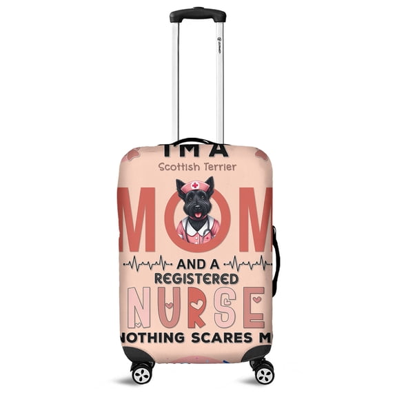 I'm a Scottish Terrier Mom and a Registered Nurse Nothing Scares Me Travel Luggage Cover Scottie Dog Lover Gifts Suitcase Dust Protective Decor - 00002