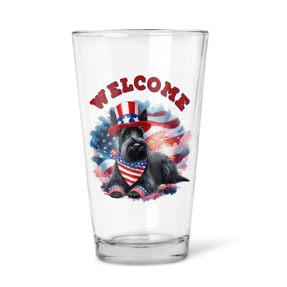 Scottish Terrier Patriotic Welcome for 4Th of July Independence Day 16oz Pint Beer Glass Mug Scottie Dog Lover Gifts Beer Glasses Cup - 00010