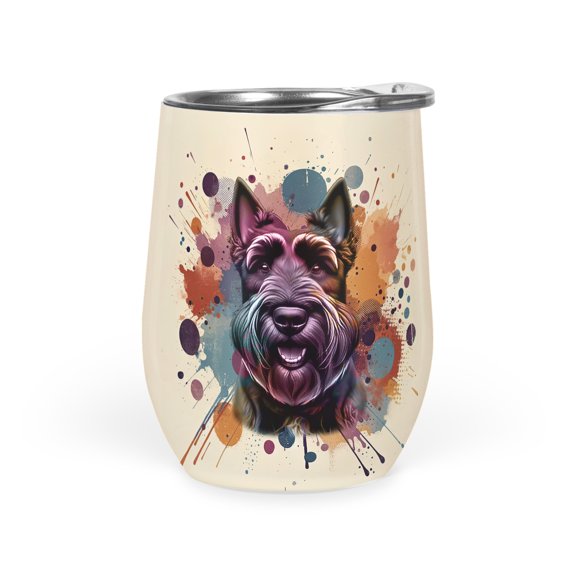 Scottish Terrier Portrait Watercolor Vintage Retro Styles 12oz Stainless Steel Wine Tumbler Insulated Cup with Lid Scottie Dog Lover Gifts - 00001