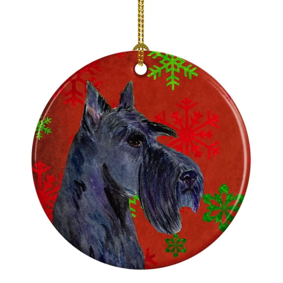 Carolines Treasures SS4736-CO1 Scottish Terrier Red Snowflakes Holiday Christmas Ceramic Ornament, Multicolor