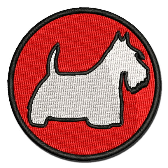 Scottish Terrier Scottie Dog Outline Applique Multi-Color Embroidered Iron-On Patch - 2.0 Inch Mini