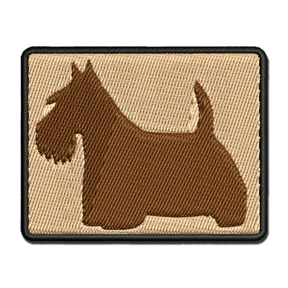 Scottish Terrier Scottie Dog Solid Applique Multi-Color Embroidered Hook & Loop Patch - 2.0 Inch Mini