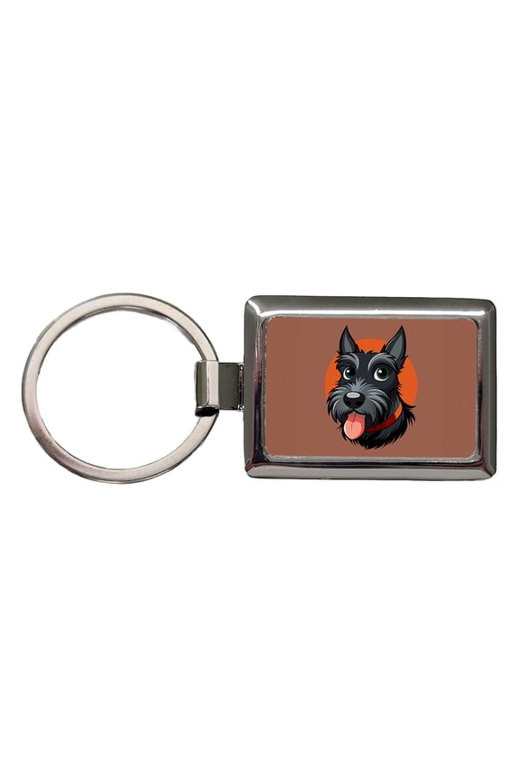 Scottish Terrier Scottie Sticking Out Tongue Metal Rectangle Keychain
