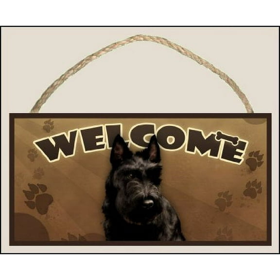 Scottish Terrier (Scotty) Welcome Dog Sign / Plaque featuring the art of Scott Rogers