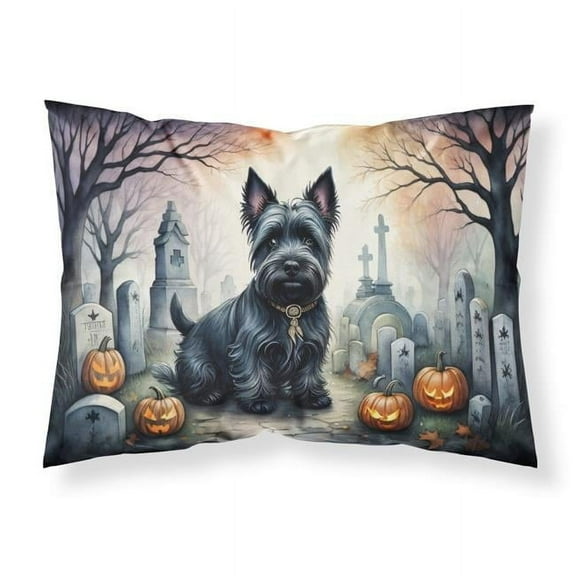 Scottish Terrier Spooky Halloween Fabric Standard Pillowcase 30 in x 20.5 in