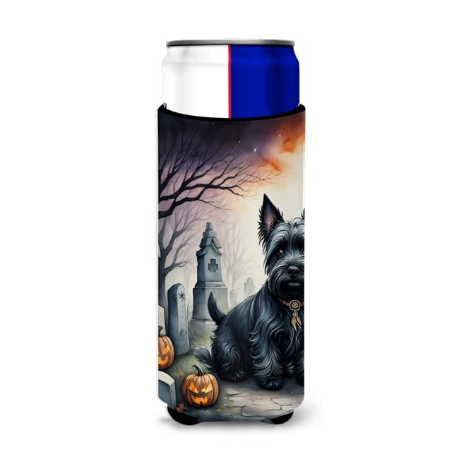 USA Flag With Scottish Terrier Can Cooler - Slim Can Koozie For Michelob Ultra, Heineken Light & More