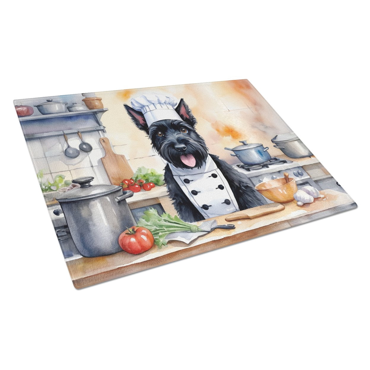 Scottish Terrier The Chef Glass Cutting Board 12 in x 15 in