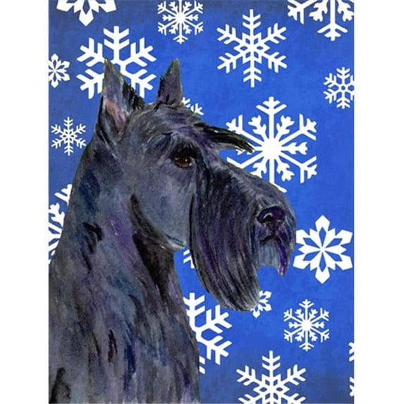 Scottish Terrier Winter Snowflakes Holiday Flag Canvas House Size