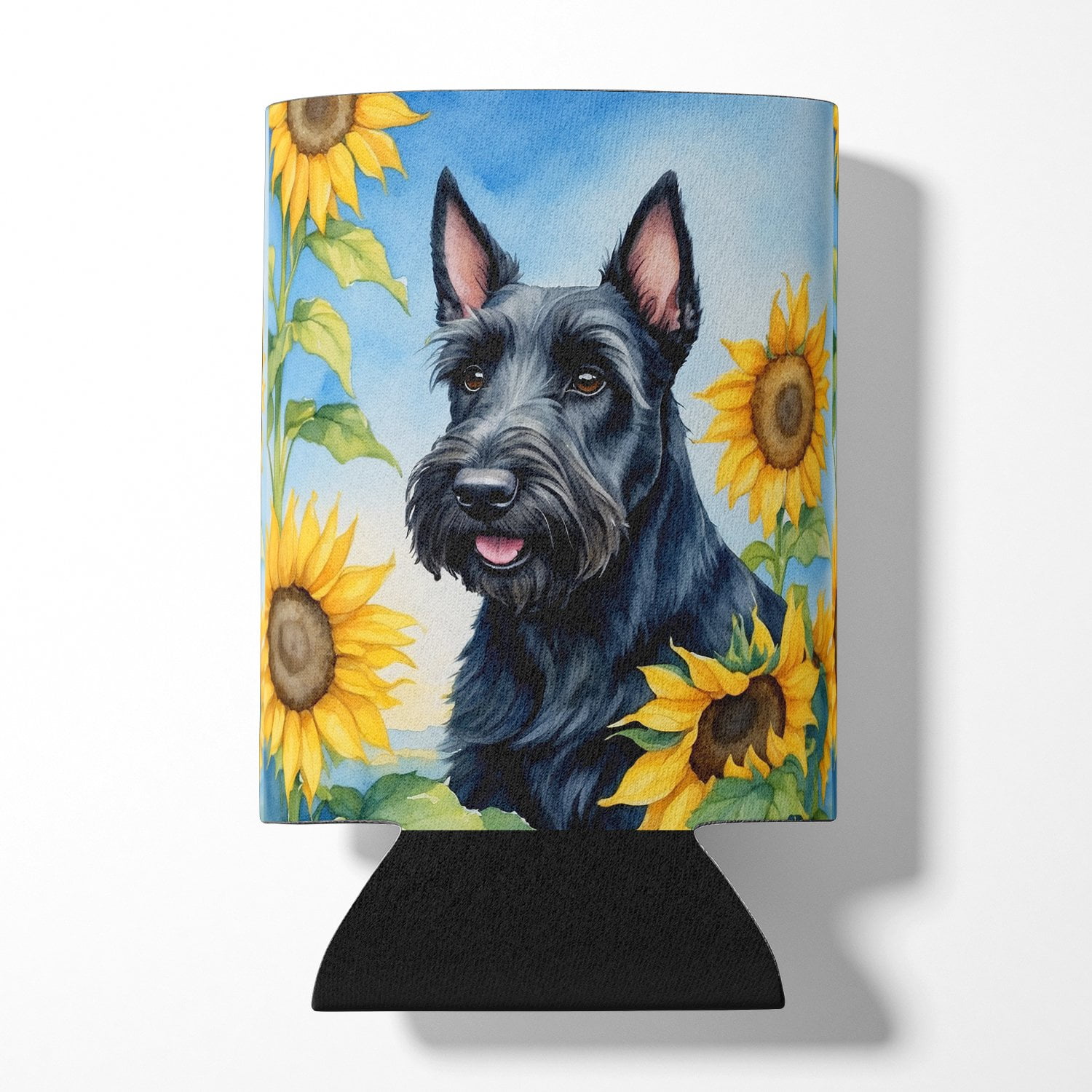 Scottish Terrier in Sunflowers Can or Bottle Hugger 3 in x 5 in