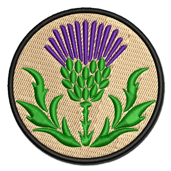 Scottish Thistle Applique Multi-Color Embroidered Hook & Loop Patch - 2.5 Inch Small