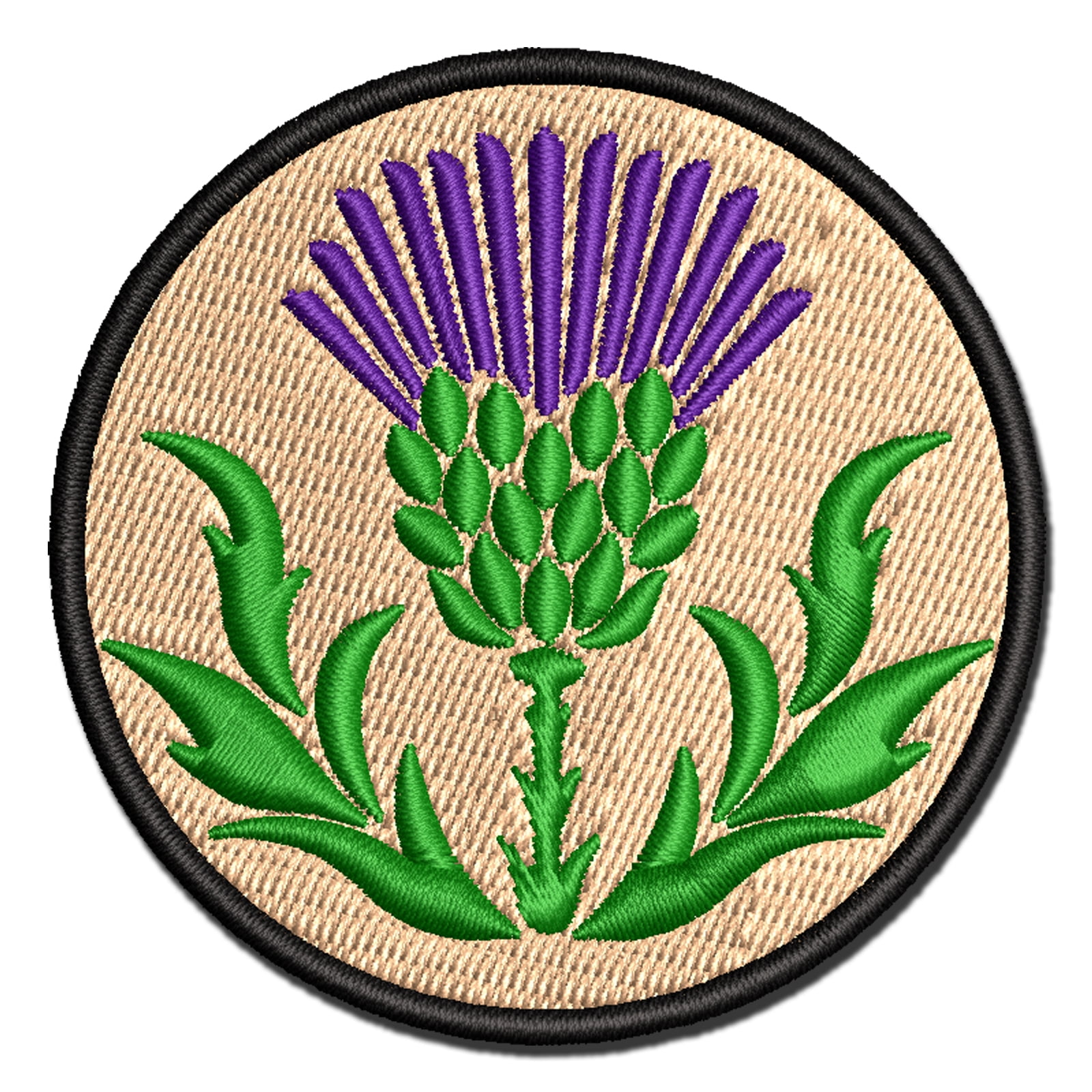 Scottish Thistle Applique Multi-Color Embroidered Hook & Loop Patch - 3.5 Inch Large