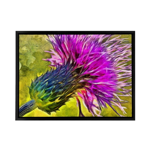 Scottish Thistle Flower Scotland Black Framed Canvas Wall Art Print 24X32"