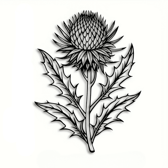 Scottish Thistle Metal Wall Art - Black Iron Silhouette, Home & Garden Decor, 1pc