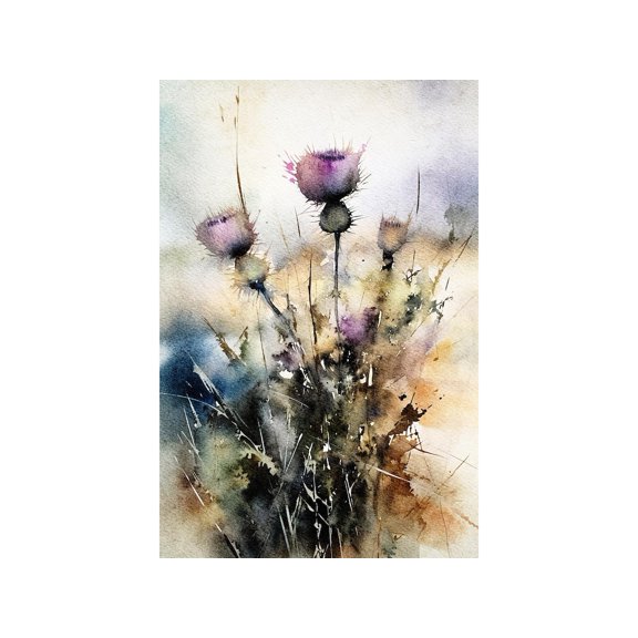 Scottish Thistle Wildflower Floral Botanical Decor Wall Art