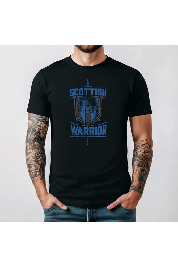 Scottish Warrior Men's Graphic T-Shirt Retro Celtic Heritage Scotland Pride Short Sleeve Tee