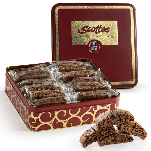 Scotto's Biscotti Italian Cookies Pack of 24, Chocolate Fudge Biscotti Individually Wrapped Ready to Eat Snack