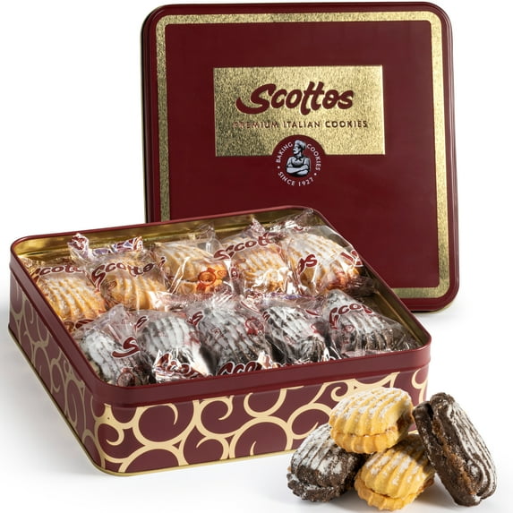 Scotto's Vanilla & Chocolate Fingers Sprinkled With Powdered Sugar -Individually Wrapped, Family Pack of 10, Gift Boxed