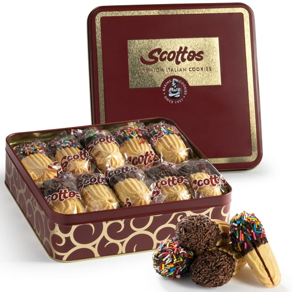 Scotto's Vanilla Fingers Cookies Dipped in Chocolate with Sprinkles, Pack of 10