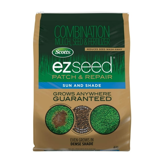 Scotts EZ Seed Patch & Repair for Sun and Shade Combination Mulch, Sun and Shade Grass Seed and Fertilizer for Bare Spots and Repair, Grows Anywhere, 20 lbs.