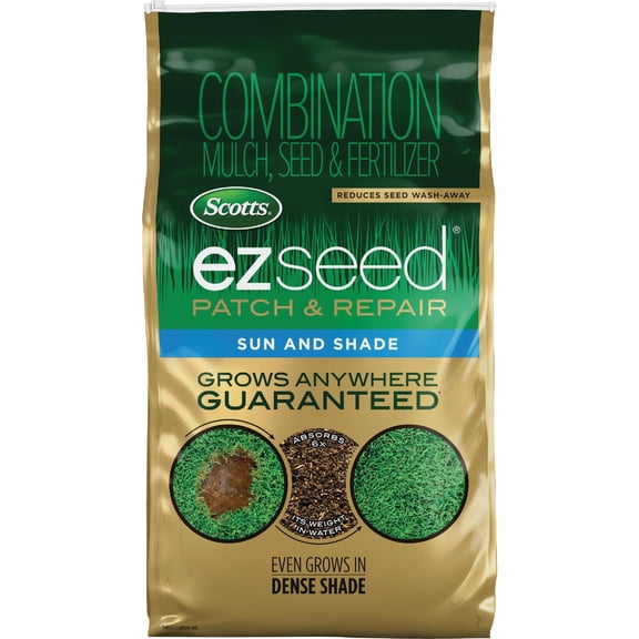 Scotts EZ Seed Patch & Repair Sun and Shade Mulch, Grass Seed, Fertilizer Combination for Bare Spots and Repair, 10 lb, 2 pk