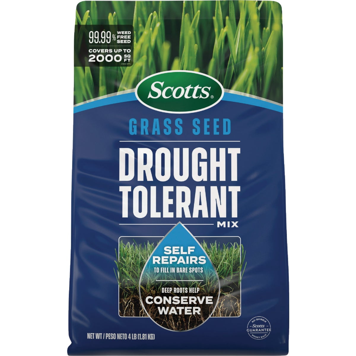 Scotts Grass Seed Drought Tolerant Mix - Kentucky Bluegrass and Tall Fescue Grass Seed Mix, Covers up to 2,000 sq. ft., 4 lb.
