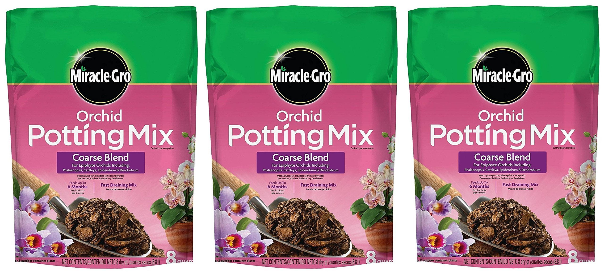 Miracle-Gro Orchid Potting Mix Growing Media, Coarse Blend - 3 Pack, 8  Quart - Walmart.com