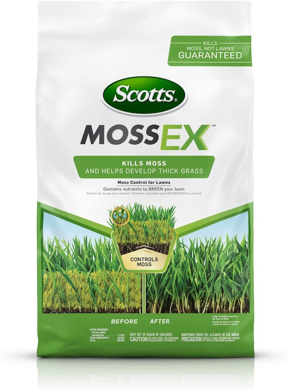 Scotts MossEx Kills Moss but Not Lawns, Contains Nutrients to Green