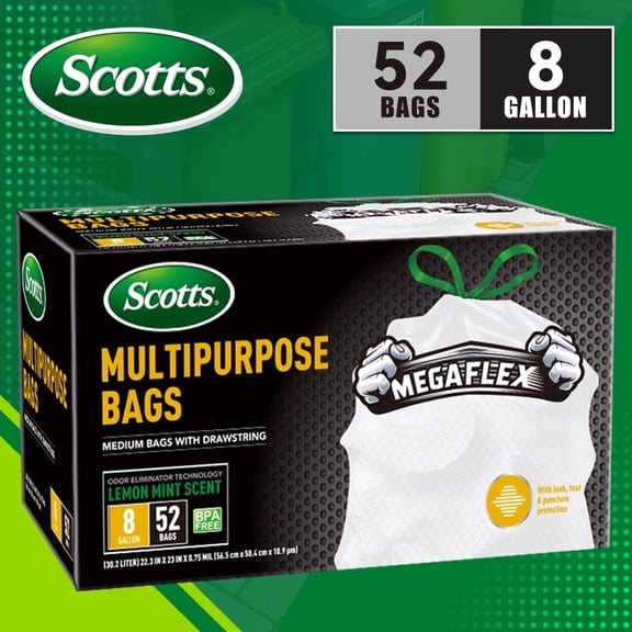 Scotts Multipurpose Bags Medium 8-Gallon Bags, Lemon Mint, 52