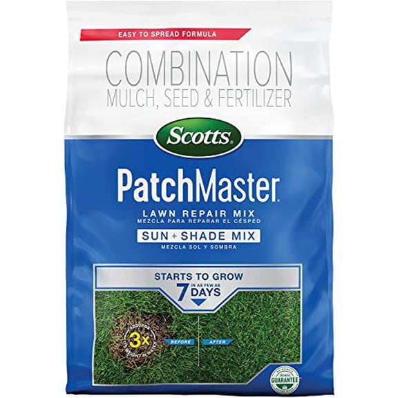 Scotts PatchMaster Lawn Repair Mix Sun and Shade Mix - 10 lb, All-in-One Bare Spot Repair, Feeds for Up to 6 Weeks, Fast Growth and Thick Results, Covers Up to 290 sq. ft, 1 Pack