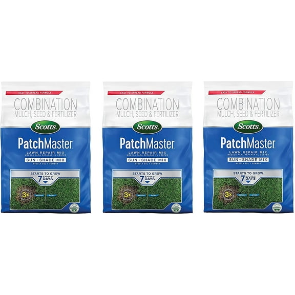 Scotts PatchMaster Lawn Repair Mix Sun and Shade Mix - 10 lb, All-in-One Bare Spot Repair, Feeds for Up to 6 Weeks, Fast Growth and Thick Results, Covers Up to 290 sq. ft. Thr ack