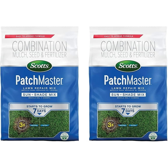 Scotts PatchMaster Lawn Repair Mix Sun and Shade Mix - 10 lb, All-in-One Bare Spot Repair, Feeds for Up to 6 Weeks, Fast Growth and Thick Results, Covers Up to 290 sq. ft. Tw Pck