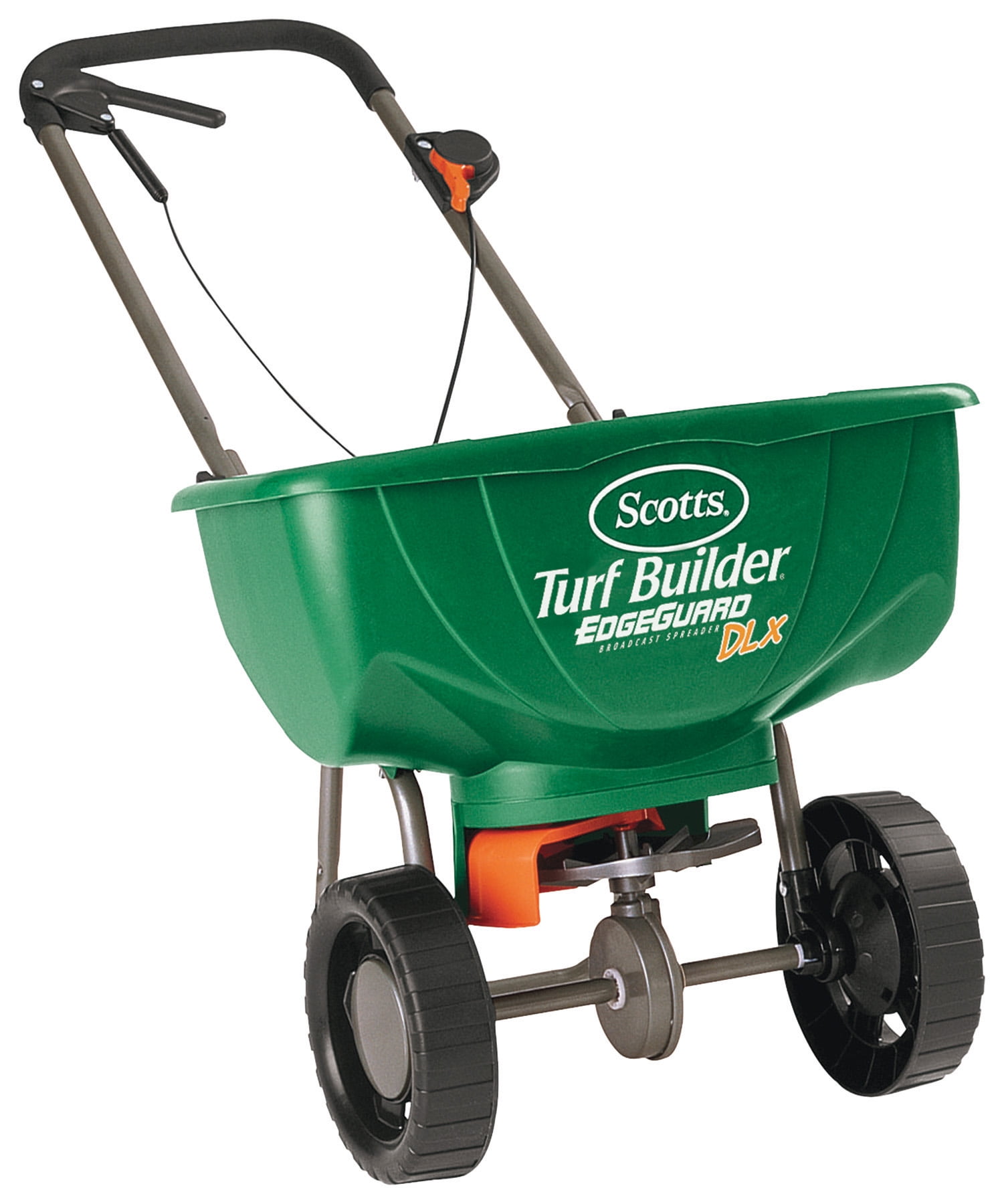 Scotts Turf Builder EdgeGuard DLX Broadcast Spreader for Grass Seed, Fertilizer, Salt and Ice Melt