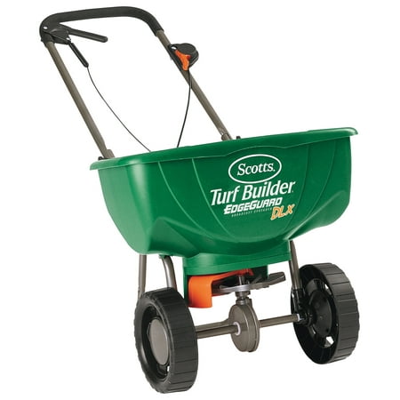 Scotts Turf Builder EdgeGuard DLX Broadcast Spreader for Grass Seed, Fertilizer, Salt and Ice Melt