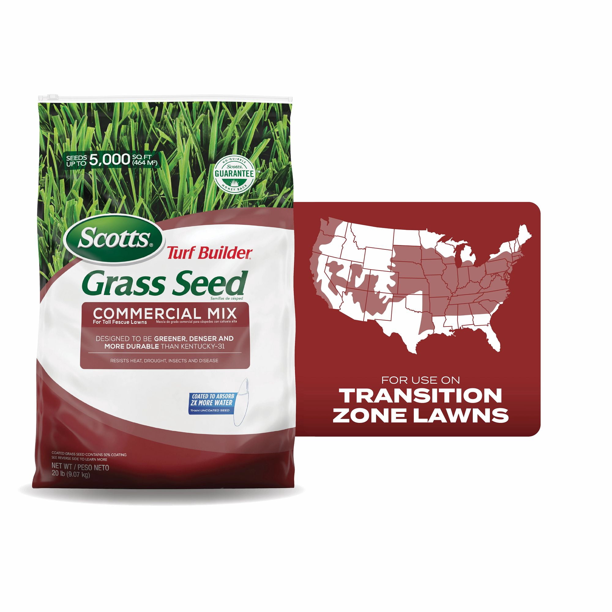 Scotts Turf Builder Grass Seed Commercial Mix for Tall Fescue Lawns, 20 lbs.
