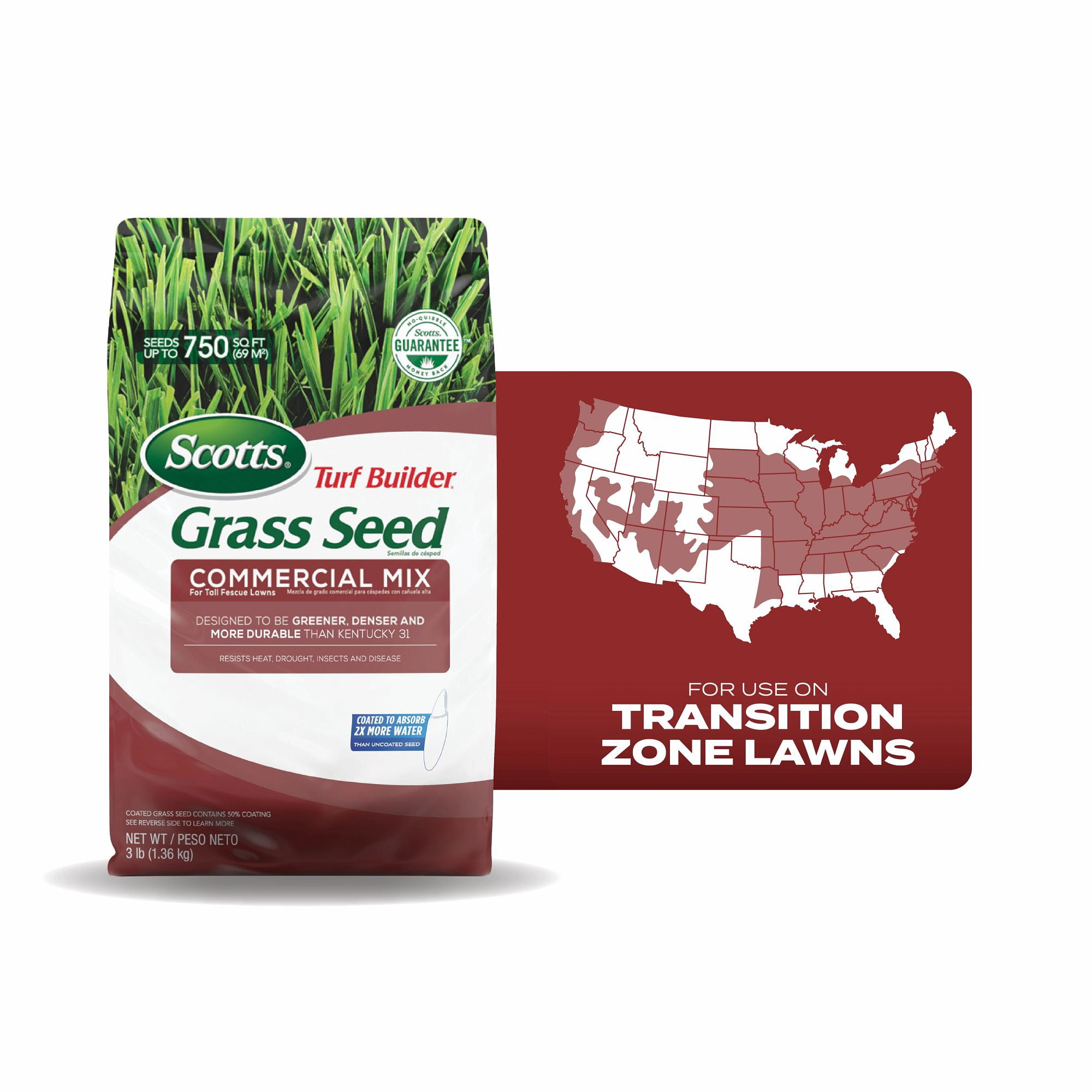 Scotts Turf Builder Grass Seed Commercial Mix for Tall Fescue Lawns, 3 lbs.