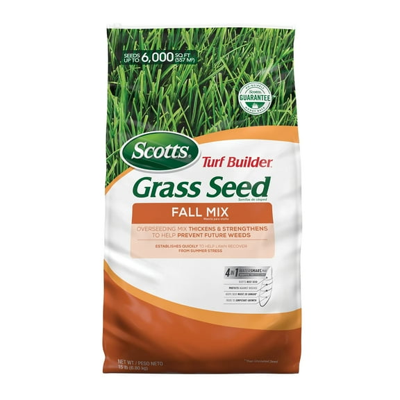 Scotts Turf Builder Grass Seed Fall MVR1Overseeding Mix, Thickens & Strengthen to Help Prevent Future Weeds, 15 lbs.