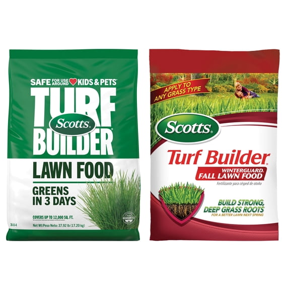 Scotts Turf Builder Lawn Food and WinterGuard Fall Lawn Food, Large Lawn Bundle