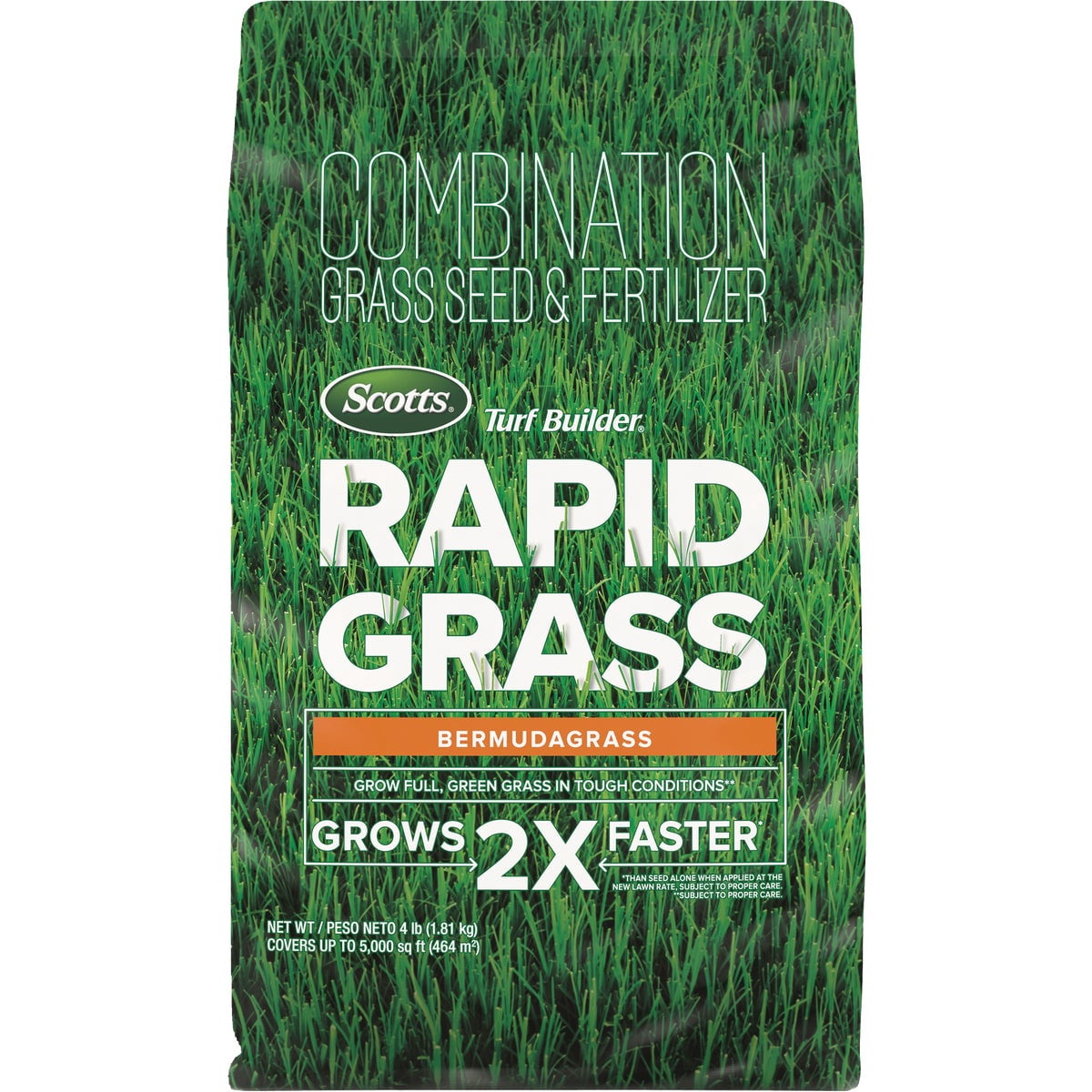 Scotts Turf Builder Rapid Grass Bermudagrass - Combination Fertilizer and Grass Seed for Lawns, Covers Up to 5,000 sq. ft., 4 lb.