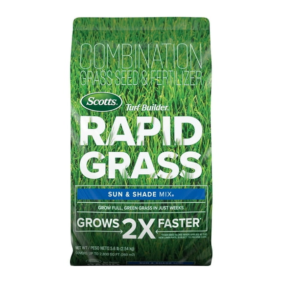 Scotts Turf Builder Rapid Grass Sun and Shade Mix, Grass Seed and Fertilizer, 5.6 lbs.
