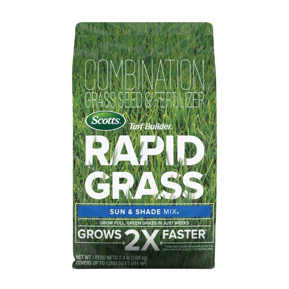 Scotts Turf Builder Rapid Grass Sun and Shade Mix, 2.4 lb., Seed & Fertilizer