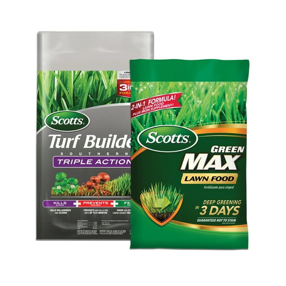 Scotts Turf Builder Southern Triple Action and Scotts Green Max Lawn Food Bundle for Large Southern Lawns