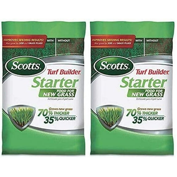 Scotts Turf Builder Starter Food for New Grass, 15 lb. - Lawn Fertilizer for Newly Planted Grass, Also Great for Sod and Grass Plugs - Covers 5,000 sq. ft. - 2 Pack