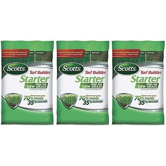 Scotts Turf Builder Starter Food for New Grass, 15 lb. - Lawn Fertilizer for Newly Planted Grass, Also Great for Sod and Grass Plugs - Covers 5,000 sq. ft. - 3 Pack