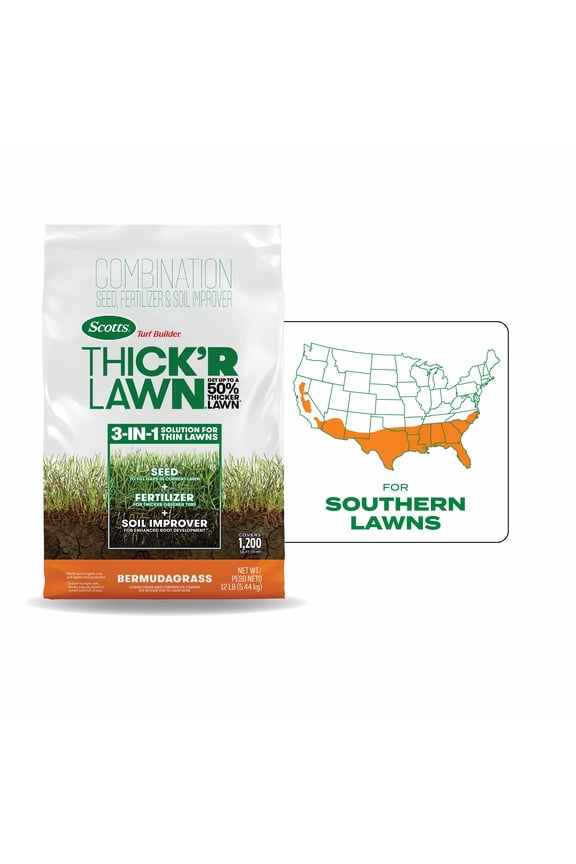 Turf Builder Thick'R Lawn Bermudagrass, 3-in-1 Grass Seed and Fertilizer, 12 lb.