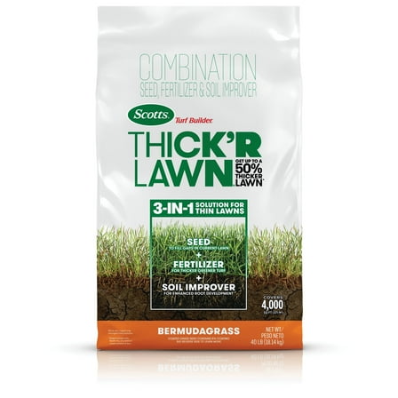 Scotts Turf Builder Thick'R Lawn Bermudagrass, Thickens Thin Grass, 40 lbs.