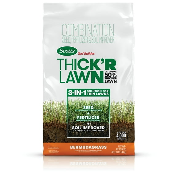Scotts Turf Builder Thick'R Lawn Bermudagrass, Thickens Thin Grass, 40 lbs.