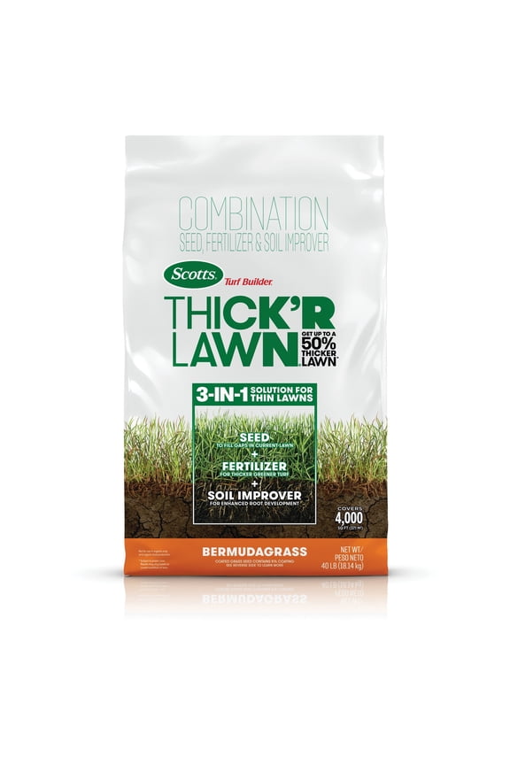 Turf Builder Thick'R Lawn Bermudagrass, Thickens Thin Grass, 40 lbs.