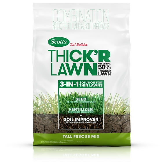 Scotts Turf Builder THICK'R LAWN Grass MVR1 Seed, Fertilizer, and Soil Improver for Tall Fescue, 4,000 sq. ft., 40 lbs.