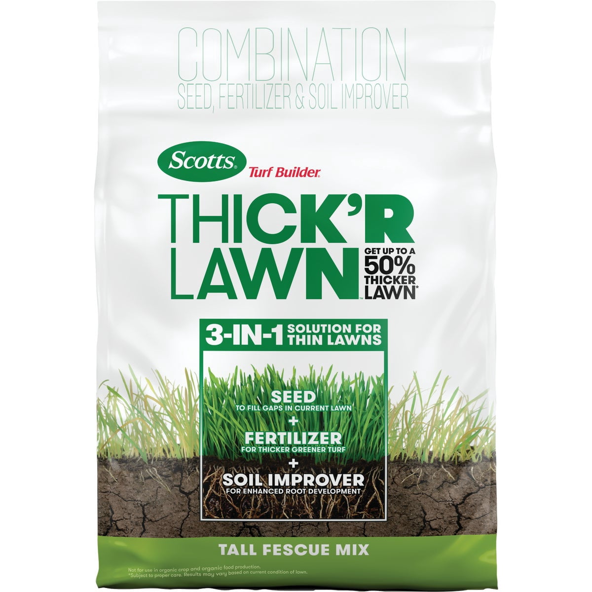 Scotts Turf Builder THICK'R Lawn Tall Fescue Mix - 3 in 1 Fescue - 4 Pack, 12 lb